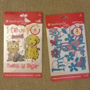 3/$35 2 American Girl Crafts Iron Ons 1 Glitter 1 Pets for Jeans or Shirts